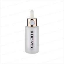 New Design Frosted Crimp on Glass Round Serum Bottle with Button Dropper 30ml